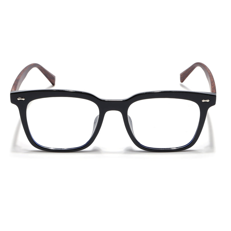 Voyage Wooden Texture Black Square Eyeglasses - MG3858