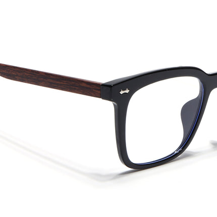 Voyage Wooden Texture Black Square Eyeglasses - MG3858