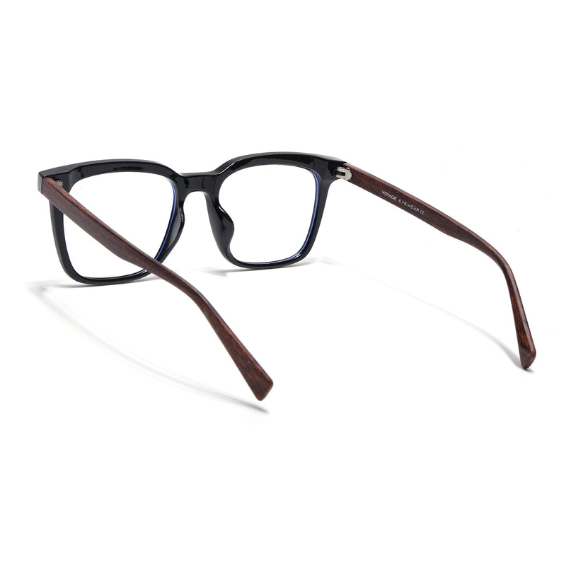 Voyage Wooden Texture Black Square Eyeglasses - MG3858