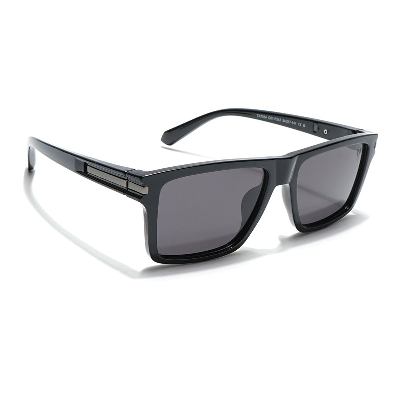 Voyage Select Square Polarized Sunglasses (Black Lens | Shine Black Frame - SLPMG6304)