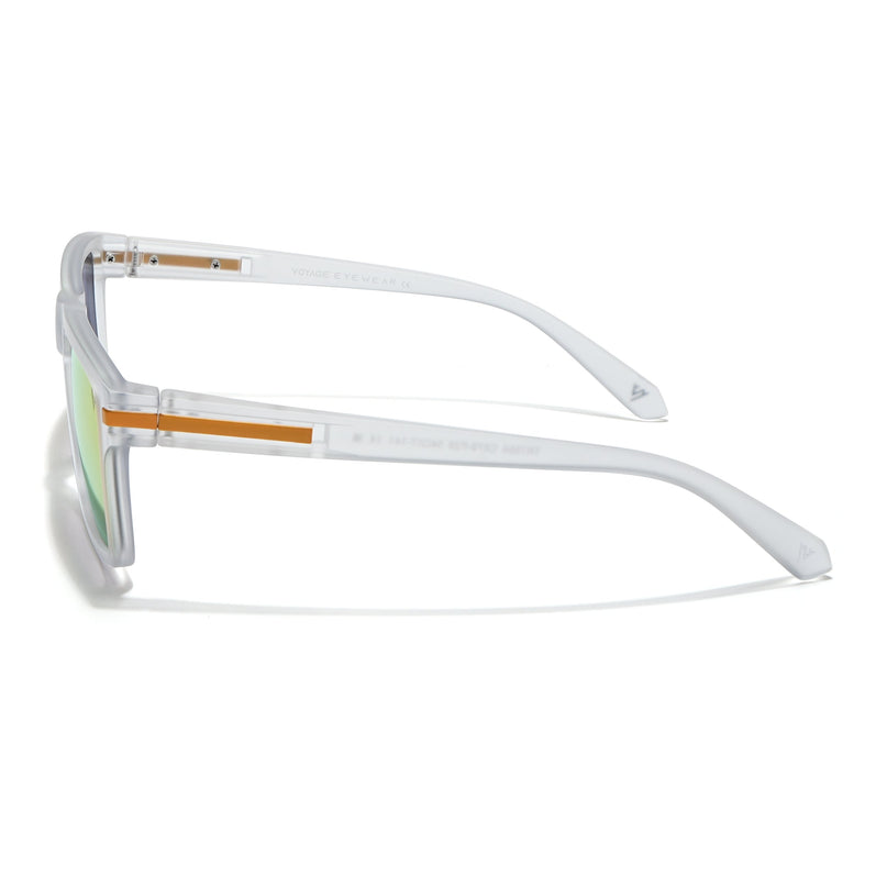 Voyage Select Square Polarized Sunglasses (Multicolor Lens | Matt Transparent Frame - SLPMG6305)