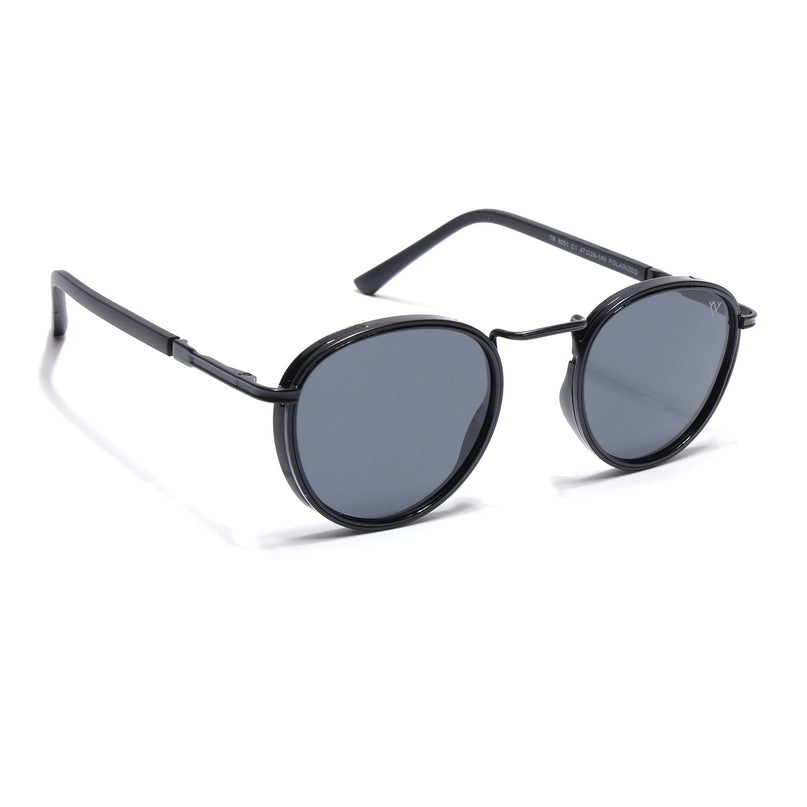 Black Round Polarized Sunglasses - PMG4443