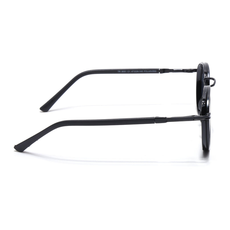 Black Round Polarized Sunglasses - PMG4443