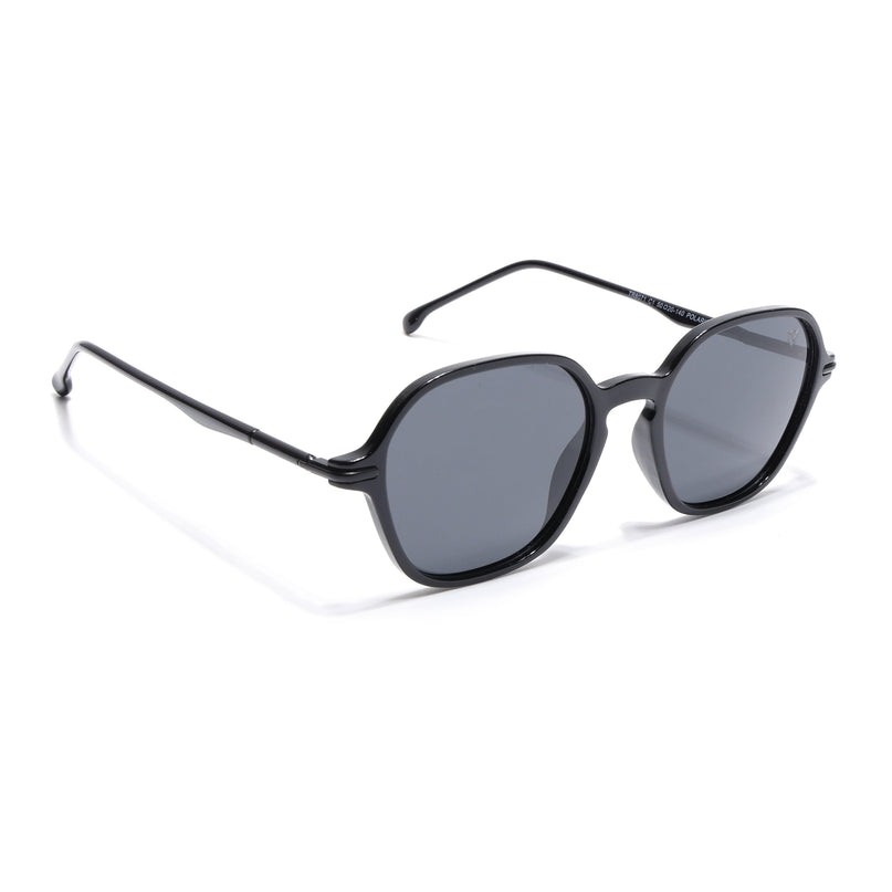 Shine Black Round Polarized Sunglasses - PMG4493