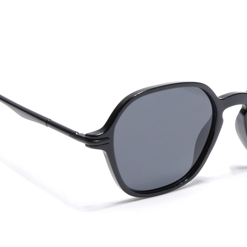 Shine Black Round Polarized Sunglasses - PMG4493