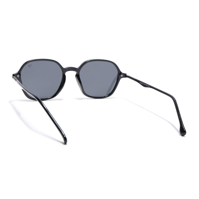 Shine Black Round Polarized Sunglasses - PMG4493