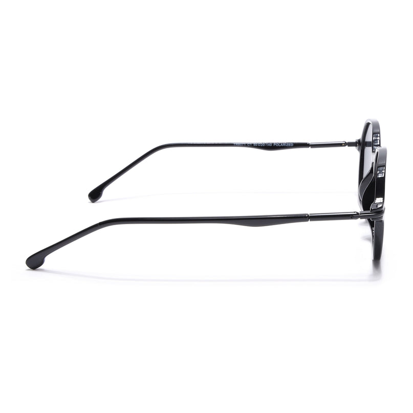 Shine Black Round Polarized Sunglasses - PMG4493