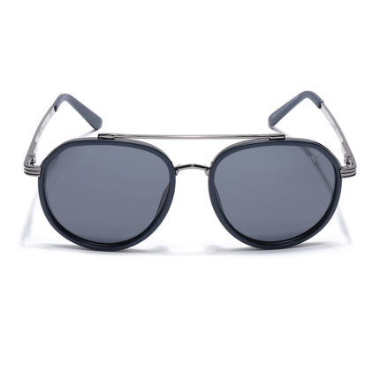 Grey & Navy Blue Round Polarized Sunglasses - PMG4312