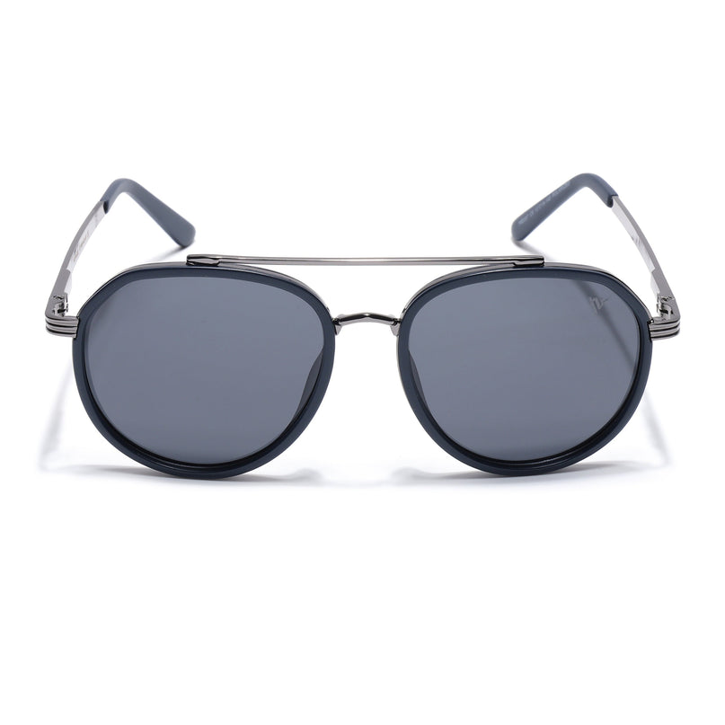 Grey & Navy Blue Round Polarized Sunglasses - PMG4312
