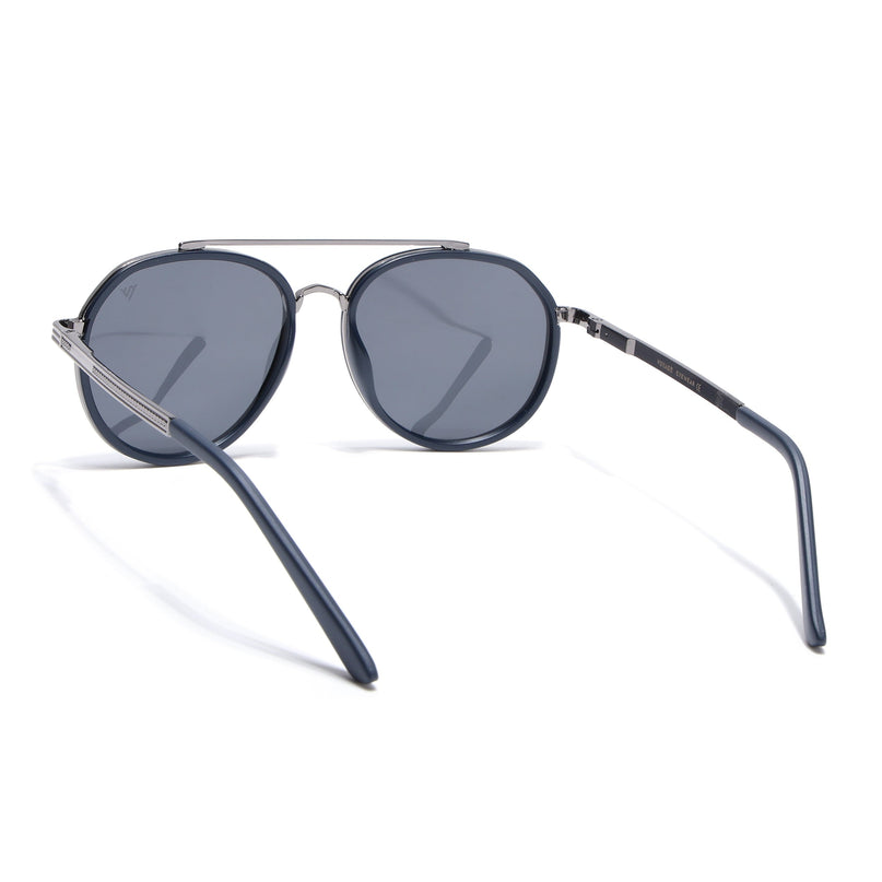 Grey & Navy Blue Round Polarized Sunglasses - PMG4312