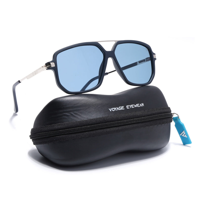 Wayfarer Polarized Sunglasses (Blue Lens | Navy Blue Frame - PMG5547)