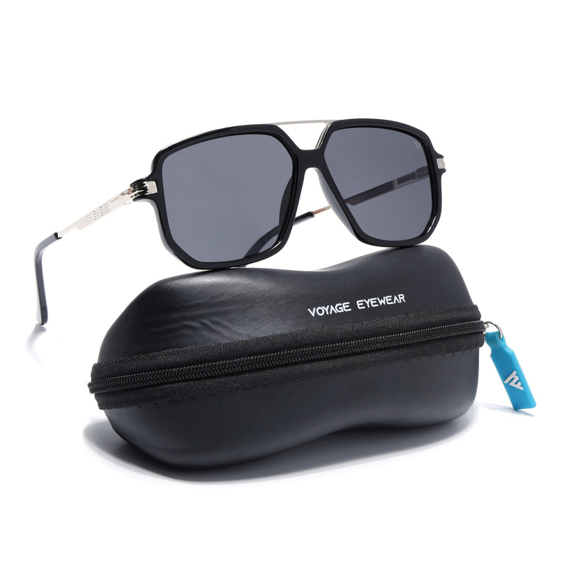 Wayfarer Polarized Sunglasses (Black Lens | Shine Black Frame - PMG5543)