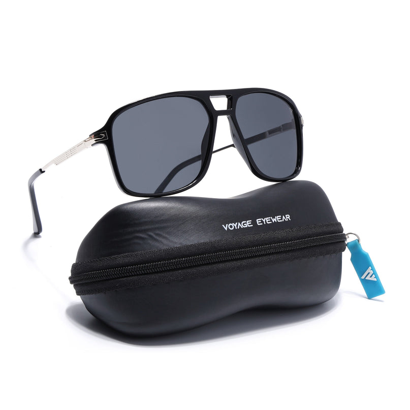 Wayfarer Polarized Sunglasses (Black Lens | Shine Black Frame - PMG5538)