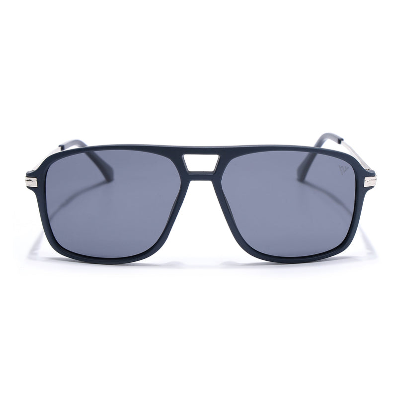 Wayfarer Polarized Sunglasses (Black Lens | Navy Blue Frame - PMG5542)