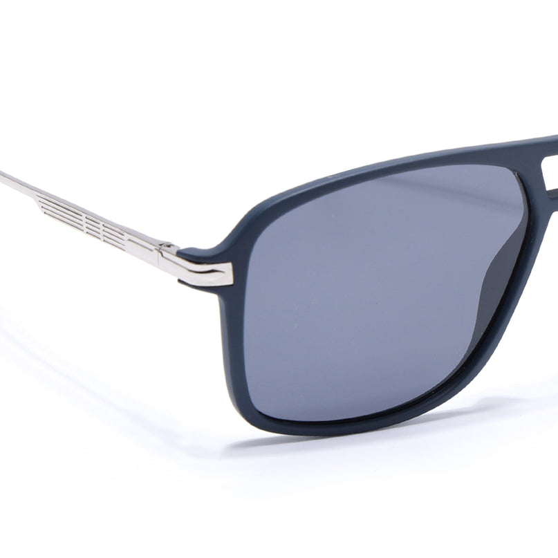 Wayfarer Polarized Sunglasses (Black Lens | Navy Blue Frame - PMG5542)