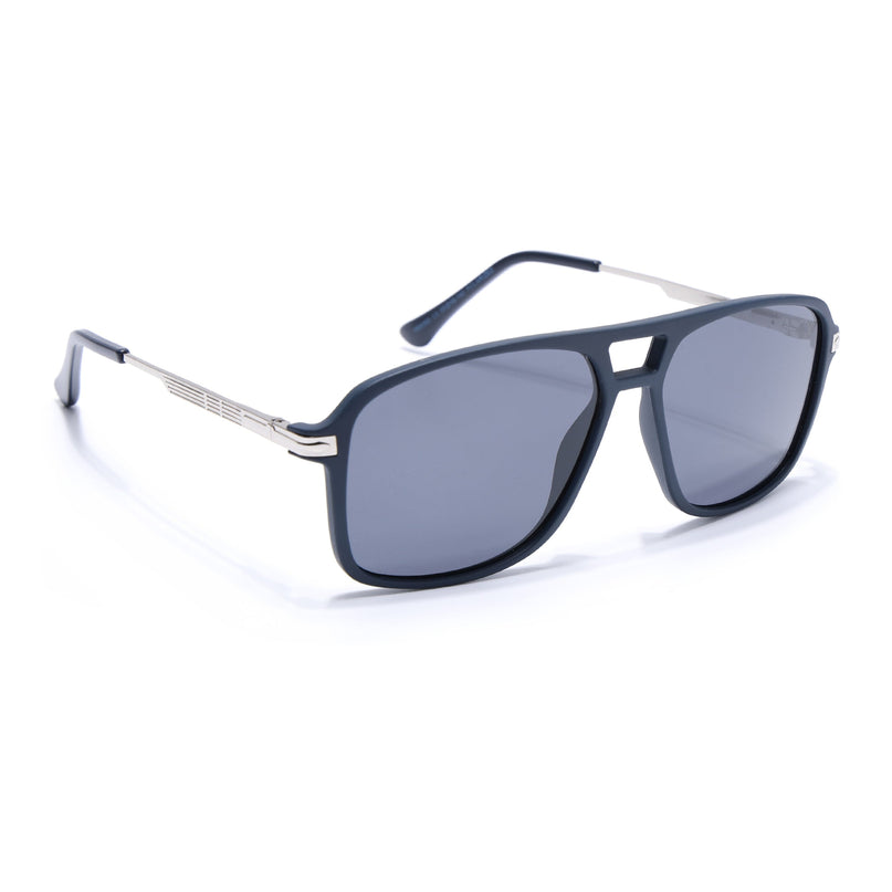 Wayfarer Polarized Sunglasses (Black Lens | Navy Blue Frame - PMG5542)