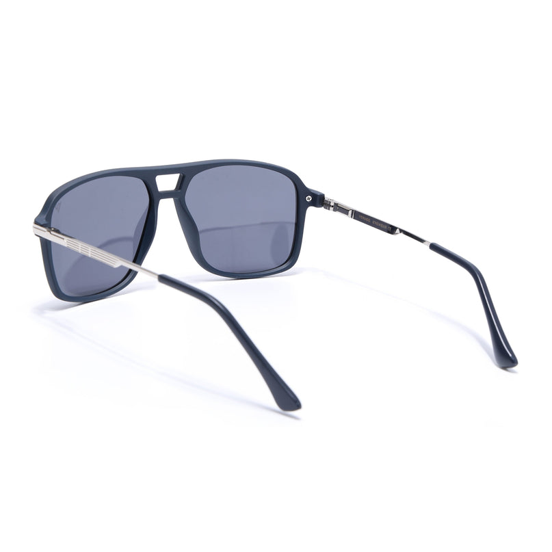 Wayfarer Polarized Sunglasses (Black Lens | Navy Blue Frame - PMG5542)