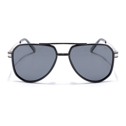 Aviator Polarized Sunglasses (Black Lens | Shine Black Frame - PMG5533)