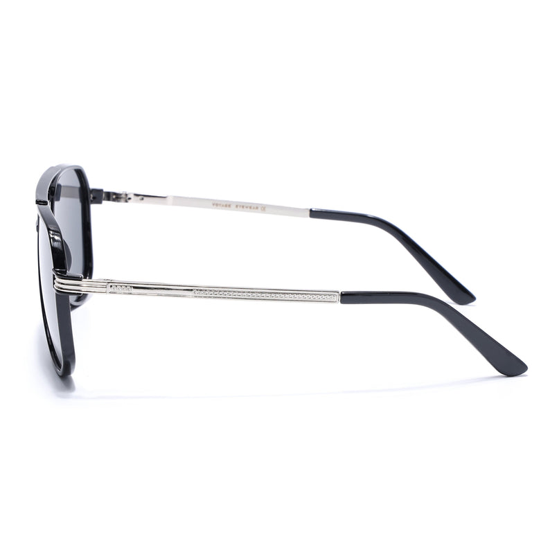 Aviator Polarized Sunglasses (Black Lens | Shine Black Frame - PMG5533)
