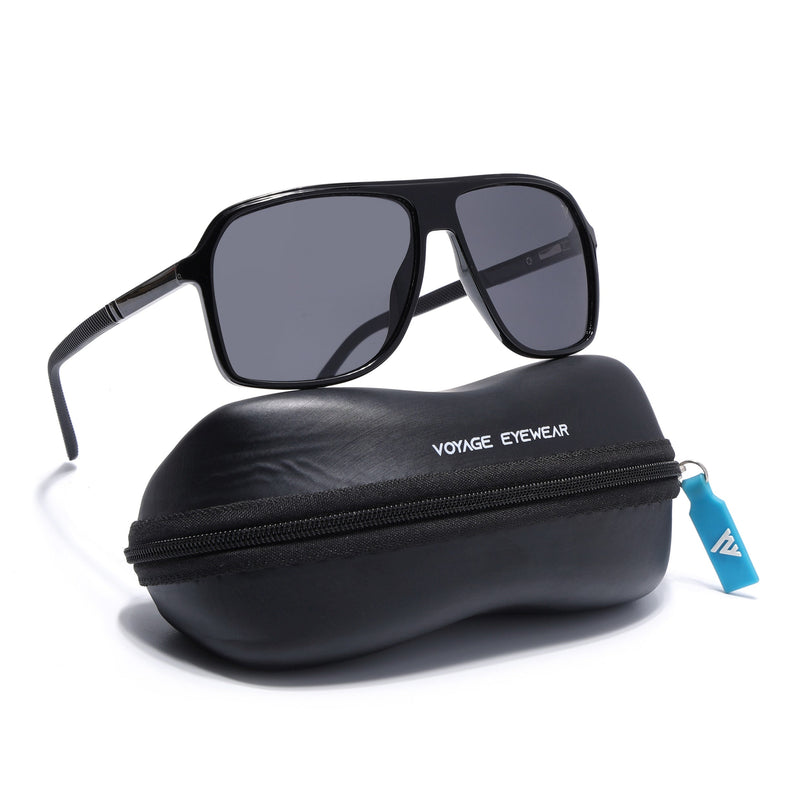 Wayfarer Polarized Sunglasses (Black Lens | Shine Black Frame - PMG5529)