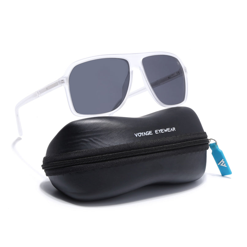 Wayfarer Polarized Sunglasses (Black Lens | Matt Transparent Frame - PMG5531)