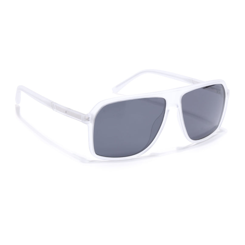 Wayfarer Polarized Sunglasses (Black Lens | Matt Transparent Frame - PMG5531)