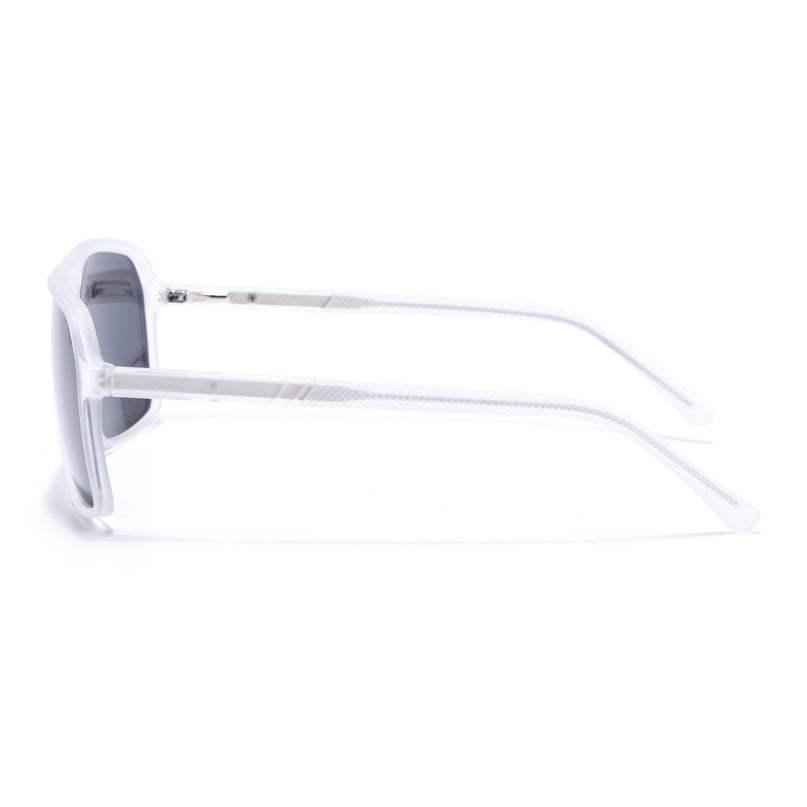 Wayfarer Polarized Sunglasses (Black Lens | Matt Transparent Frame - PMG5531)