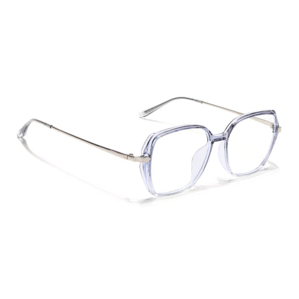 Voyage Glam Transparent Grey Square Eyeglasses for Men & Women - MG4863-C3