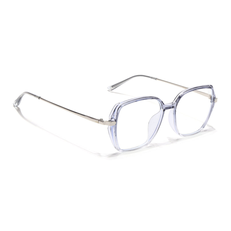Voyage Glam Transparent Grey Square Eyeglasses for Men & Women - MG4863-C3