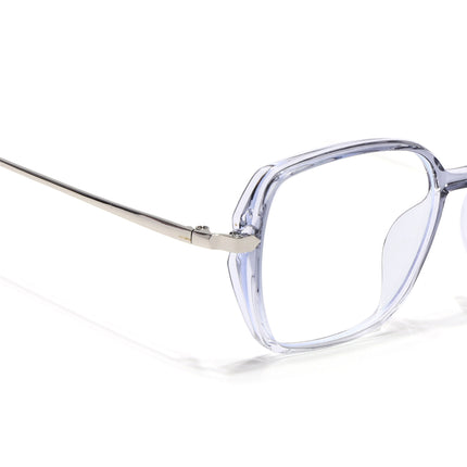 Voyage Glam Transparent Grey Square Eyeglasses for Men & Women - MG4863-C3