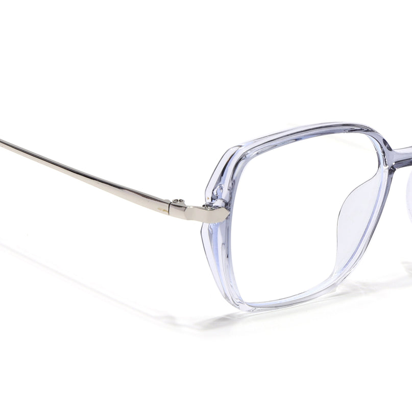 Voyage Glam Transparent Grey Square Eyeglasses for Men & Women - MG4863-C3