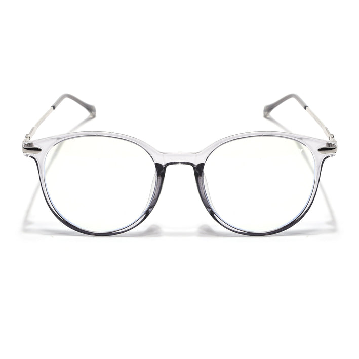 Voyage Glam Transparent Grey Round Eyeglasses for Men & Women - MG4872-C2