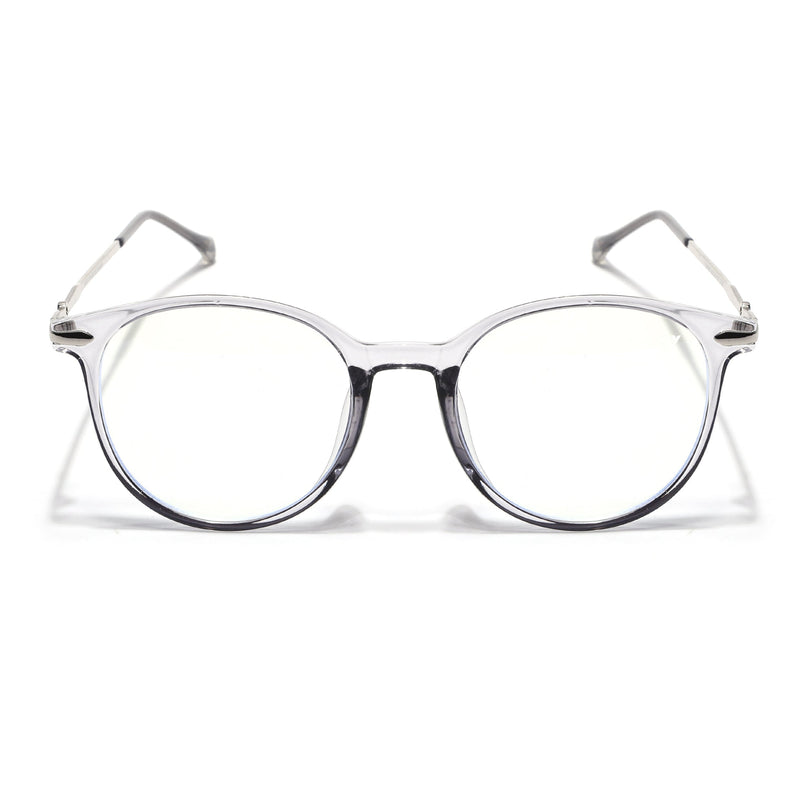 Voyage Glam Transparent Grey Round Eyeglasses for Men & Women - MG4872-C2