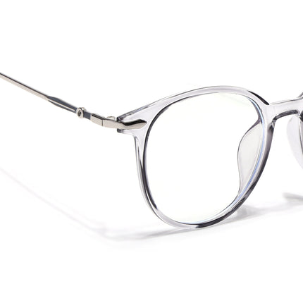 Voyage Glam Transparent Grey Round Eyeglasses for Men & Women - MG4872-C2
