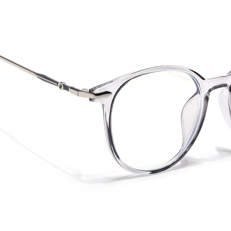 Voyage Glam Transparent Grey Round Eyeglasses for Men & Women - MG4872-C2