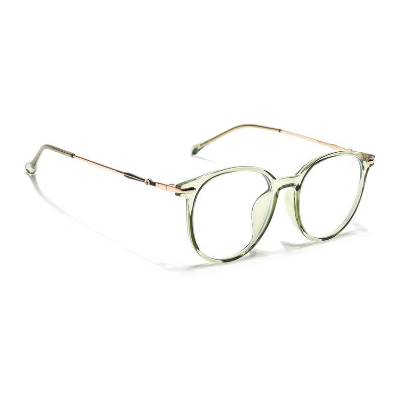 Voyage Glam Transparent Green Round Eyeglasses for Men & Women - MG4965-C3