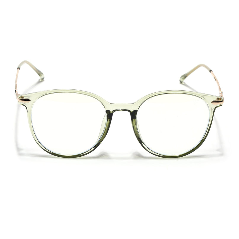 Voyage Glam Transparent Green Round Eyeglasses for Men & Women - MG4965-C3