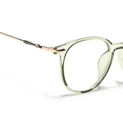 Voyage Glam Transparent Green Round Eyeglasses for Men & Women - MG4965-C3