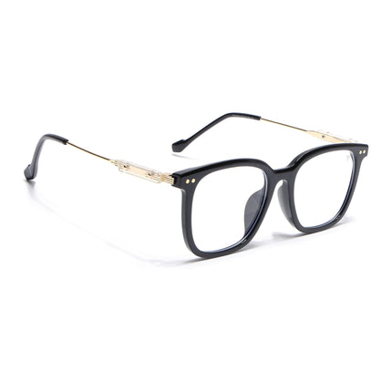 Voyage Black Square Eyeglasses With Golden Temple - MG3861