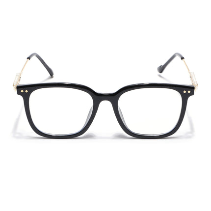 Voyage Black Square Eyeglasses With Golden Temple - MG3861