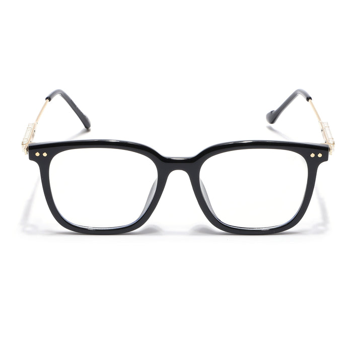 Voyage Black Square Eyeglasses With Golden Temple - MG3861