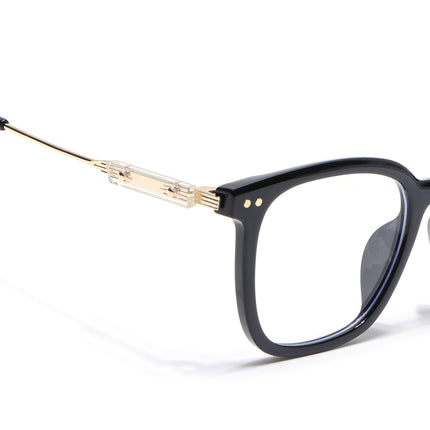 Voyage Black Square Eyeglasses With Golden Temple - MG3861