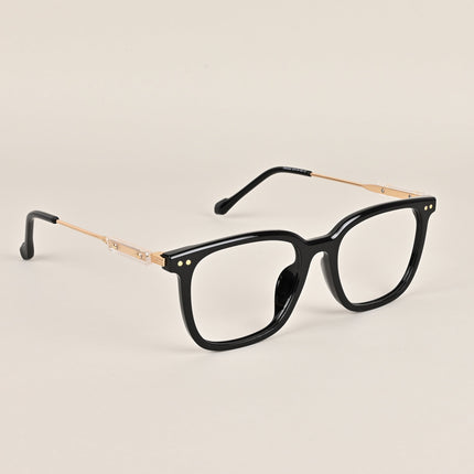Voyage Black Square Eyeglasses With Golden Temple - MG3861
