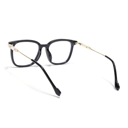 Voyage Black Square Eyeglasses With Golden Temple - MG3861
