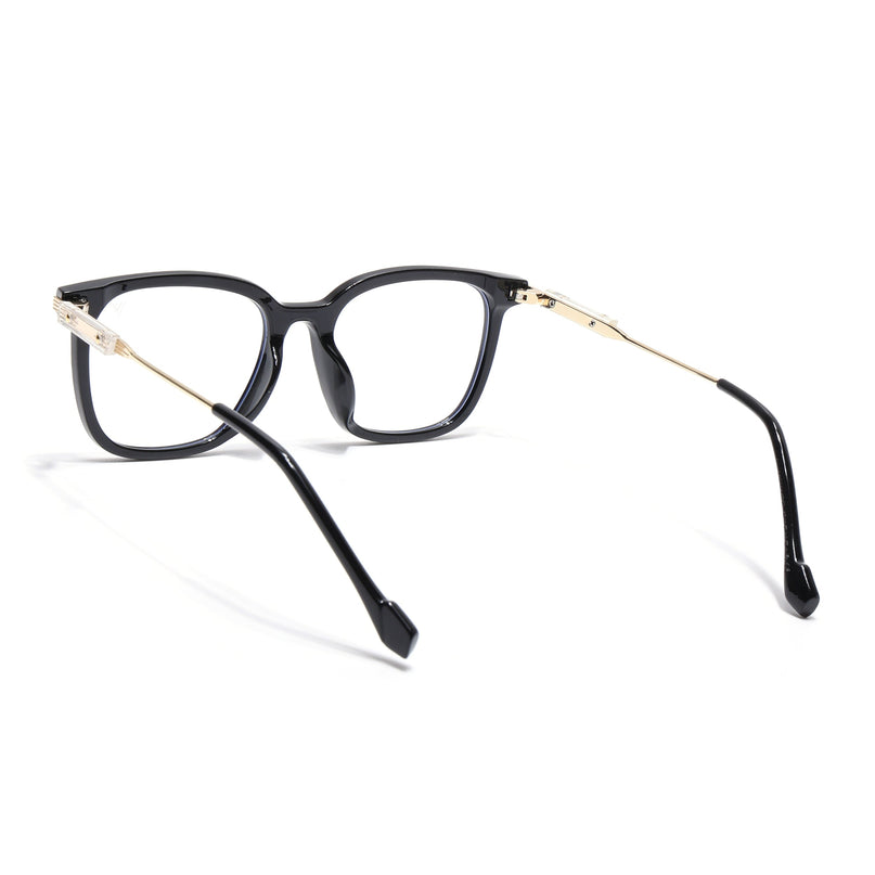 Voyage Black Square Eyeglasses With Golden Temple - MG3861