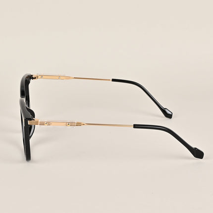 Voyage Black Square Eyeglasses With Golden Temple - MG3861