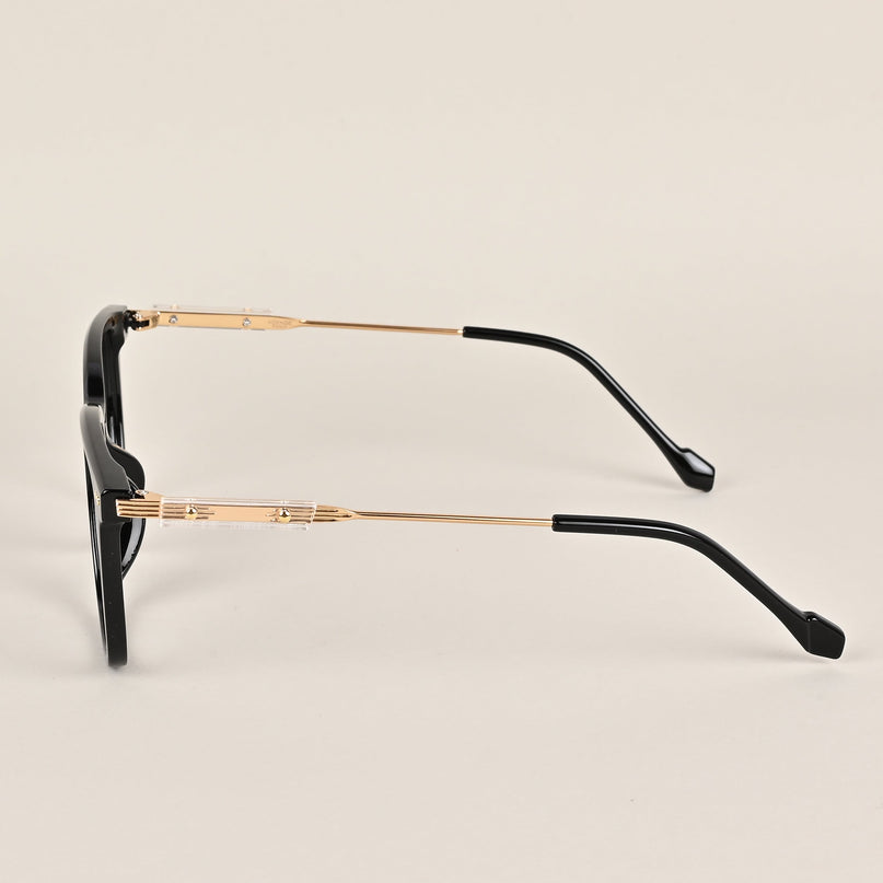 Voyage Black Square Eyeglasses With Golden Temple - MG3861