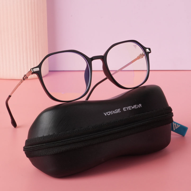 Voyage Glam Matt Black Square Eyeglasses for Men & Women - MG4672-C5