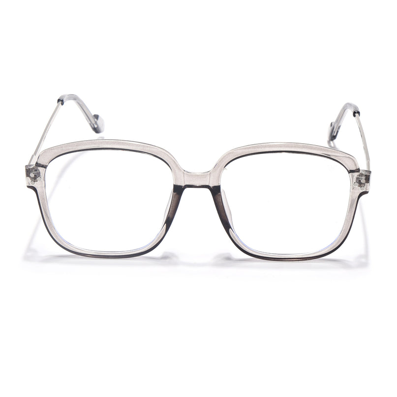 Voyage Sliver And Grey Oversize Eyeglasses - MG3852