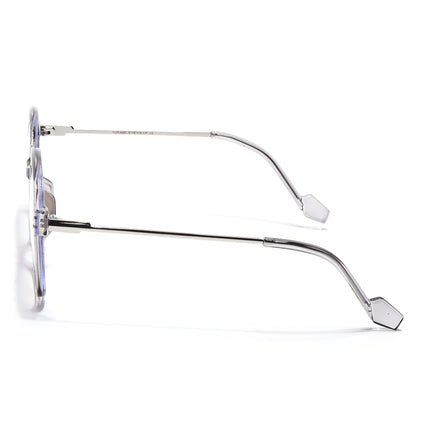 Voyage Sliver And Grey Oversize Eyeglasses - MG3852